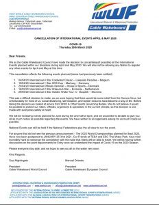 Cancellation of international events April & May 2020 COVID-19 – Cablewakeboard.net